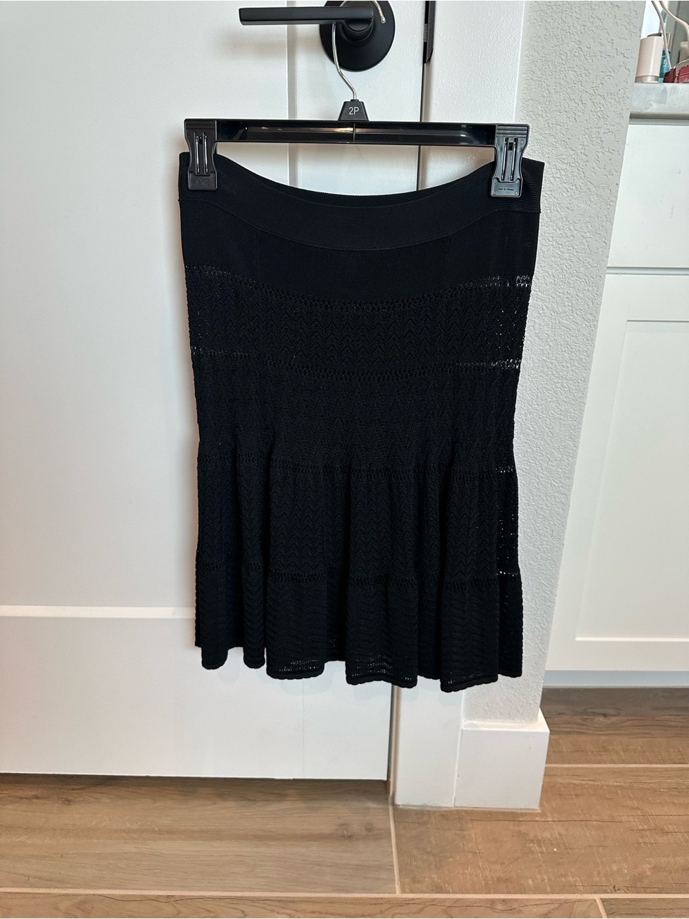BCBGMaxAzria Black Knit Flare Bottom Circle Skirt